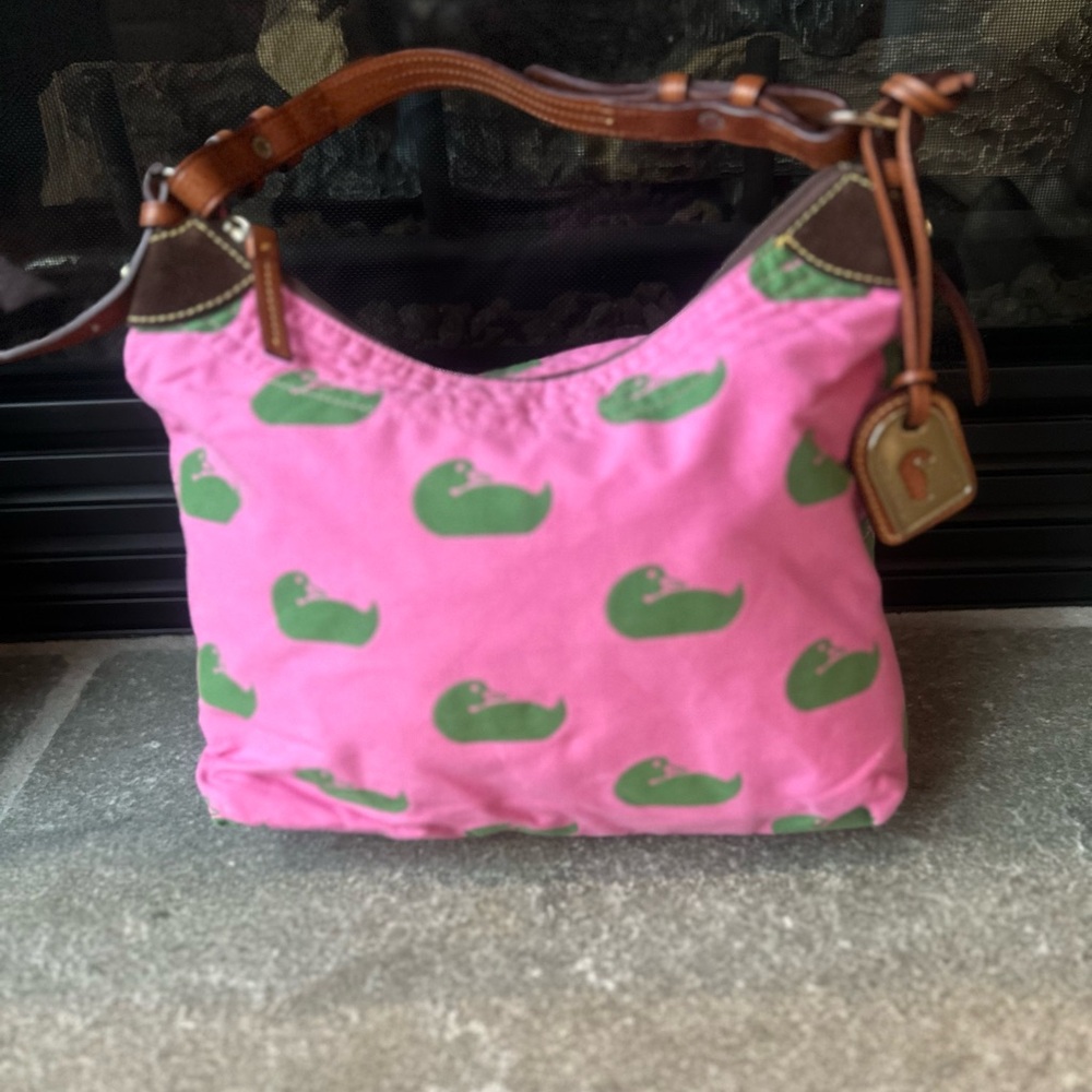 Pink and Green Women's Dooney and Bourke Bag and Wristlet